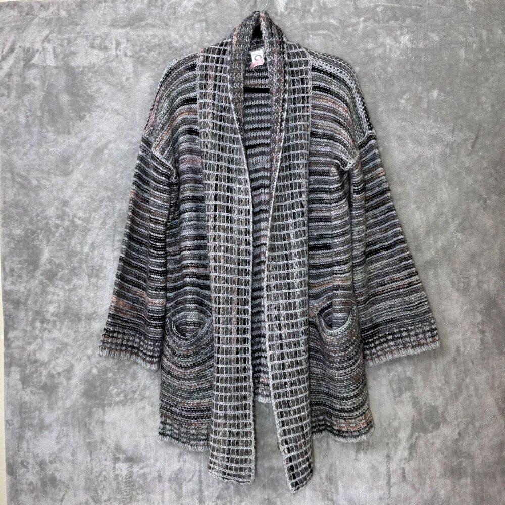 Anthropologie Akemi + Kin Alpaca Knit Cardigan Sweater Gray Made In Italy Size M